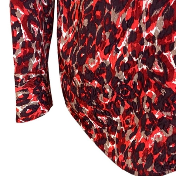 NWT Equipment Femme Red Leopard Viscose Button Down Blouse Top Shirt Size Small - Picture 9 of 11